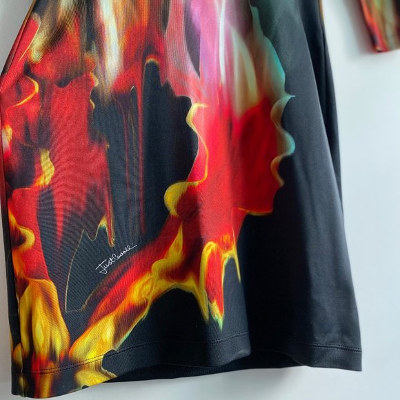 JUST CAVALLI Black Fire Design Dress - Picture 7 of 8